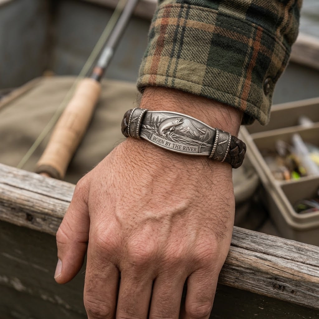 Born By The River Men's Braided Leather Bracelet