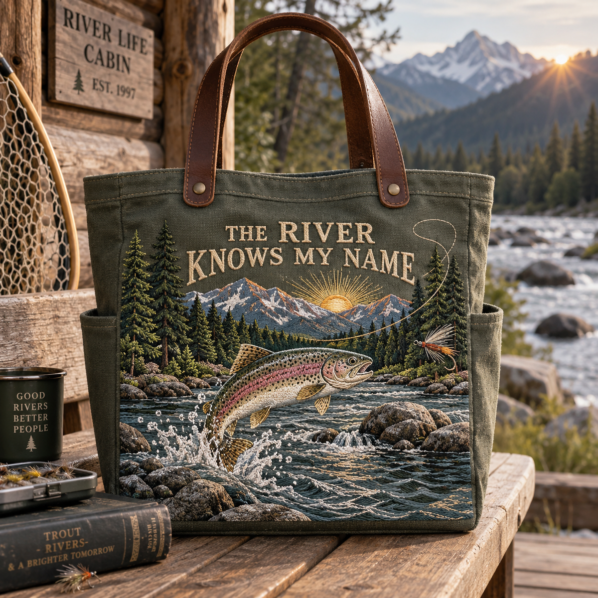 The River Knows My Name Fly Fishing Tote Bag