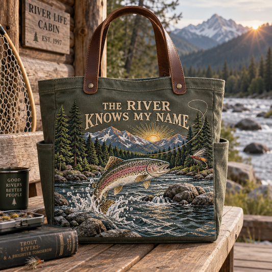 The River Knows My Name Fly Fishing Tote Bag