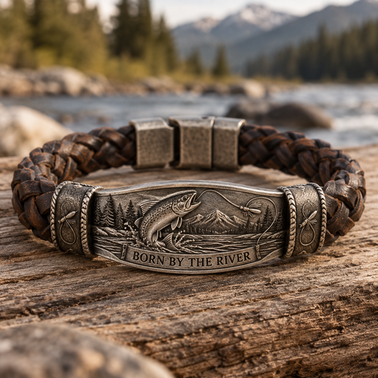 Born By The River Men's Braided Leather Bracelet