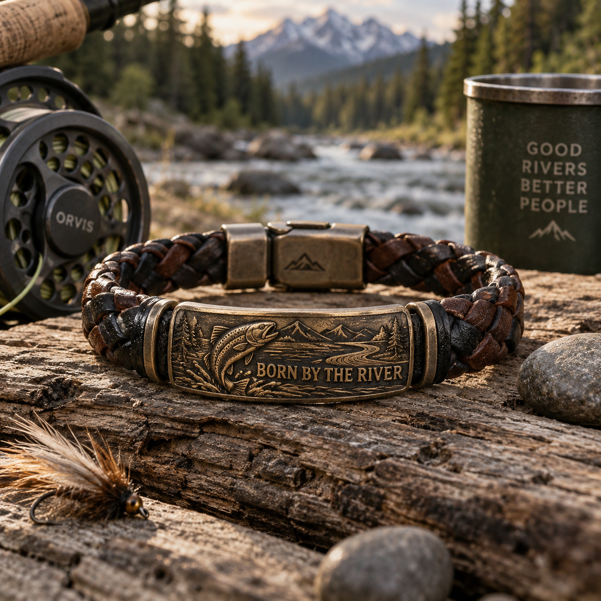 Riverborn Trout Bracelet – “Born By The River” Braided Fishing Bracelet
