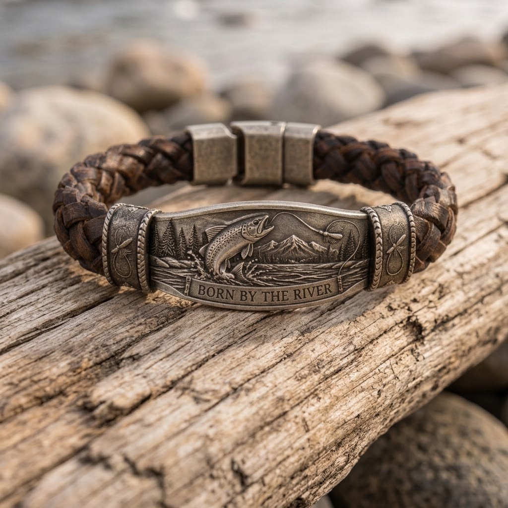 Born By The River Men's Braided Leather Bracelet