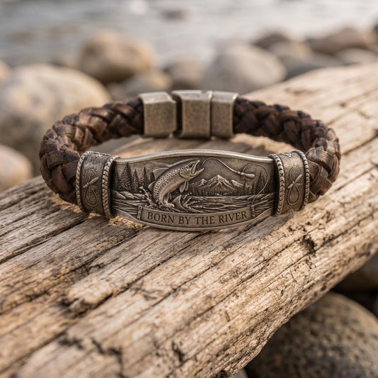 Born By The River Men's Braided Leather Bracelet