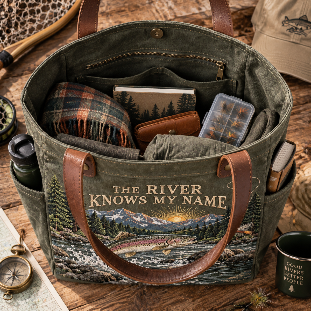 The River Knows My Name Fly Fishing Tote Bag