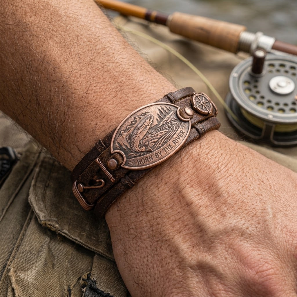 Born By The River Men's Vintage Copper Cuff Bracelet