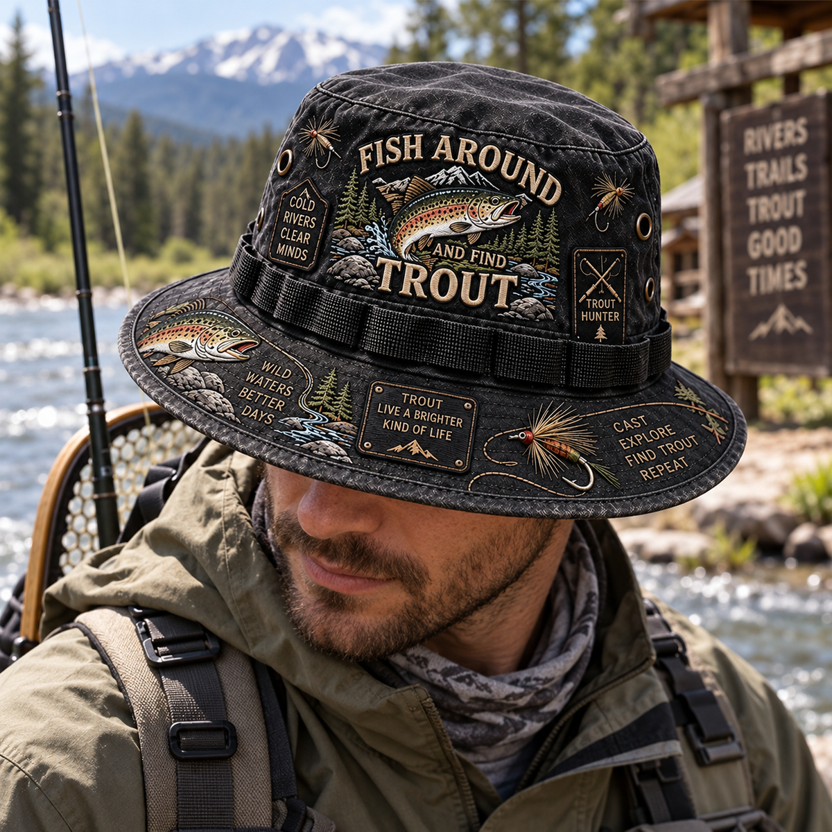 🎣Fish Around And Find Trout Fishing Hat