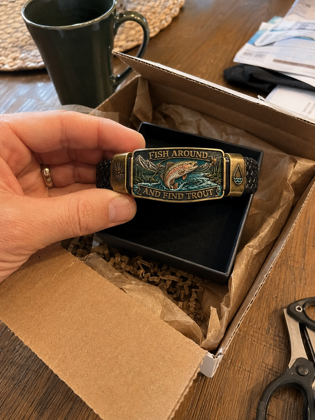 🎣Fish Around And Find Trout Vintage Fly Fishing Bracelet