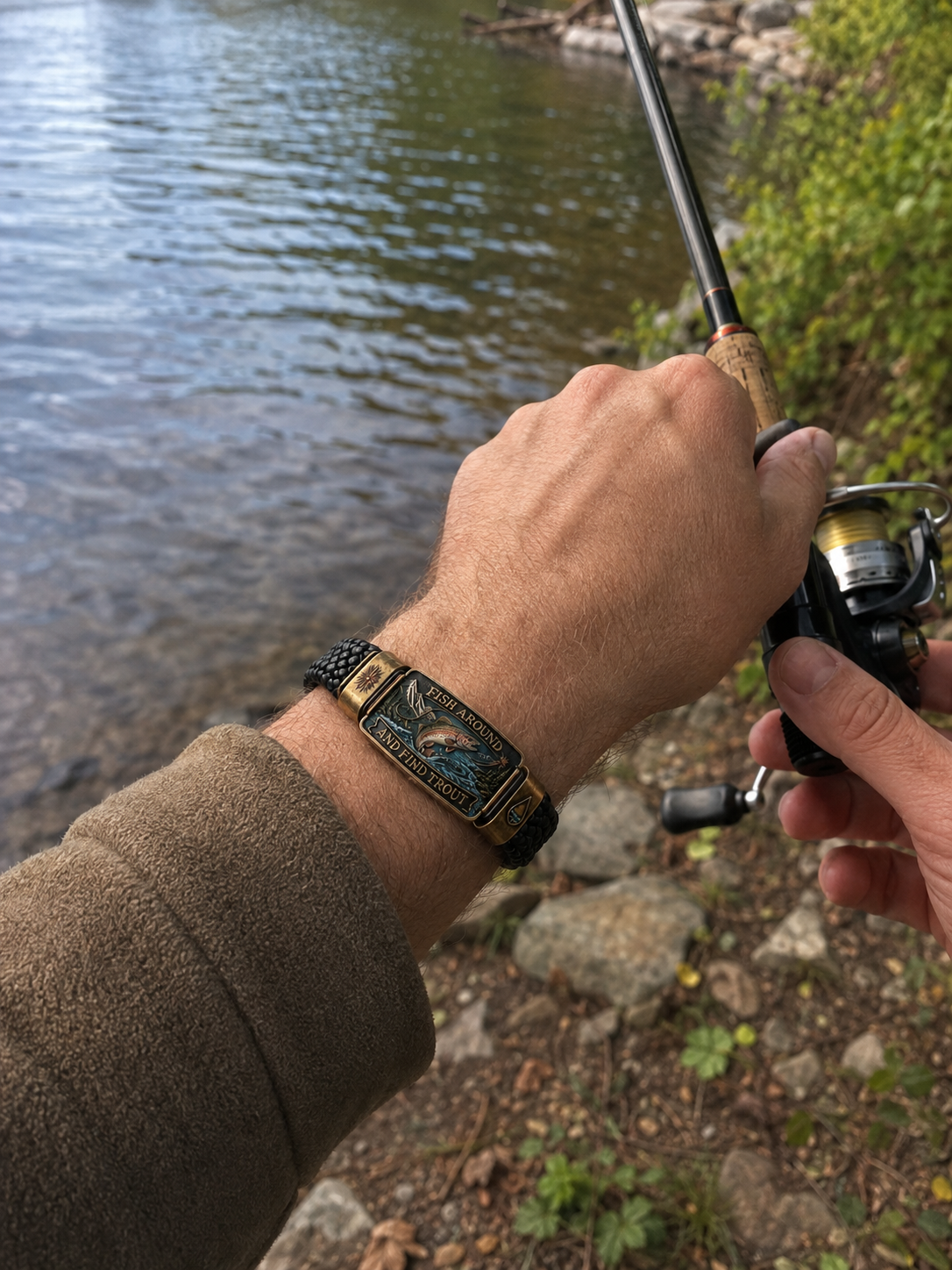 🎣Fish Around And Find Trout Vintage Fly Fishing Bracelet